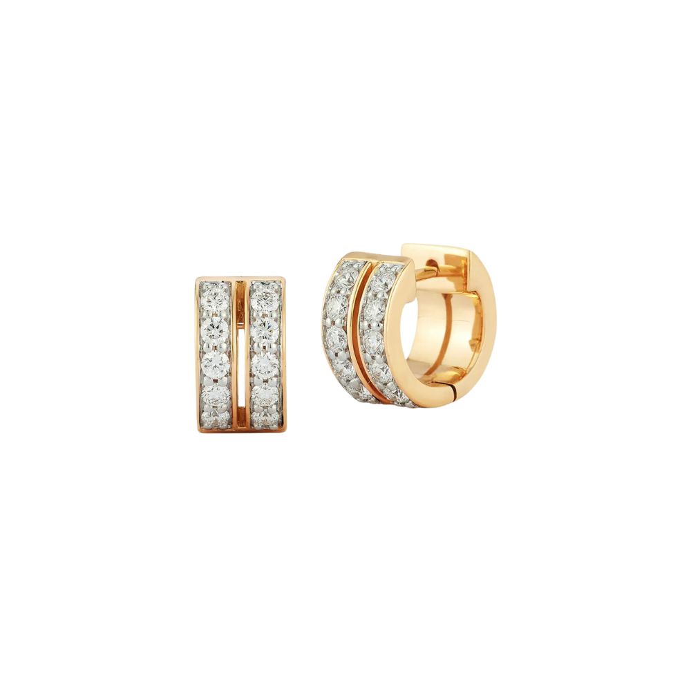 Walters Faith 18k Yellow Gold Classic Double Diamond Row Huggies